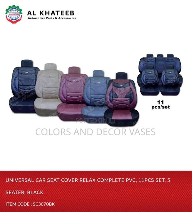 Universal Car Seat Cover Relax Complete PVC 11pcs Set 5 Seater Black