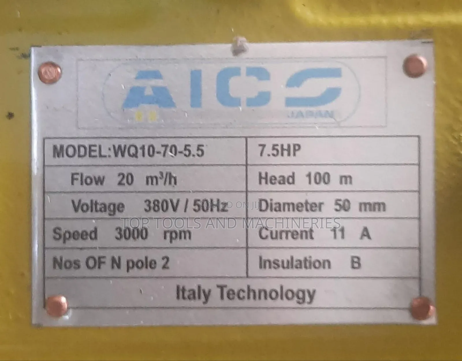 Aico Japan 7.5hp 100mtrs Head Sewage Submersible Pump