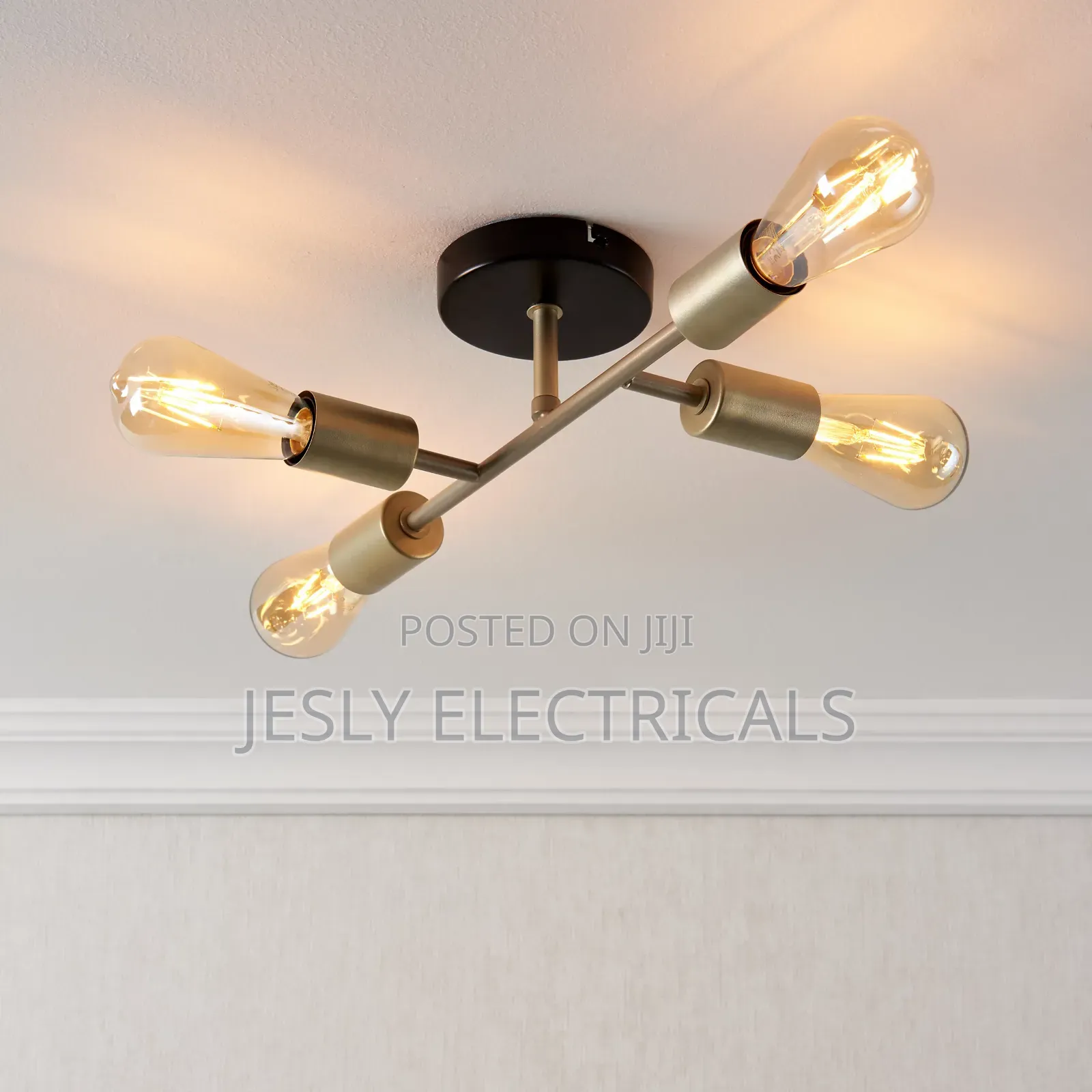 Flux Steel Gold Effect 4 Lamp Ceiling Light