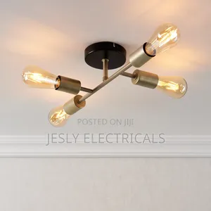 Flux Steel Gold Effect 4 Lamp Ceiling Light