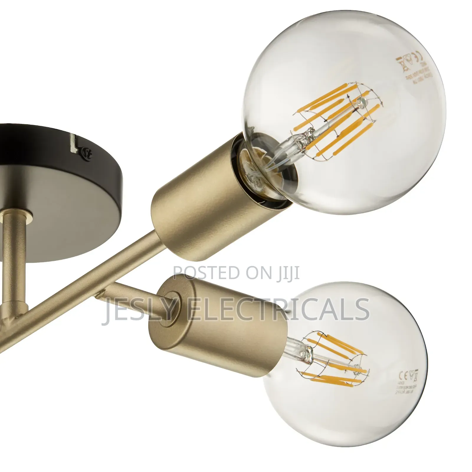 Flux Steel Gold Effect 4 Lamp Ceiling Light