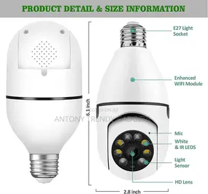 360° Panoramic Light Bulb Security Camera With Motion Detection