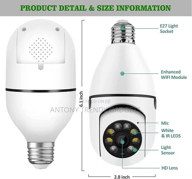 360° Panoramic Light Bulb Security Camera With Motion Detection - thumbnail 2