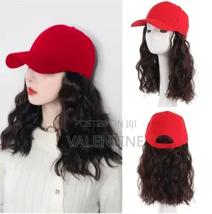 Women's Red Baseball Cap Wig