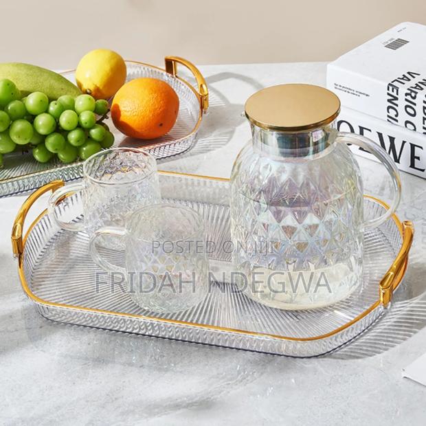 *Acrylic Rectangular Vanity Tray With Gold Handles - main view