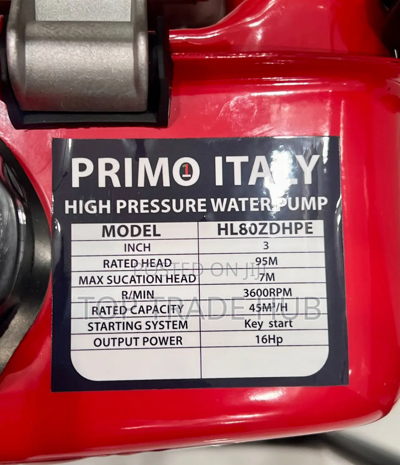 Primo Italy High Pressure Diesel Water Pump 3" 16hp 95m Head Keystart