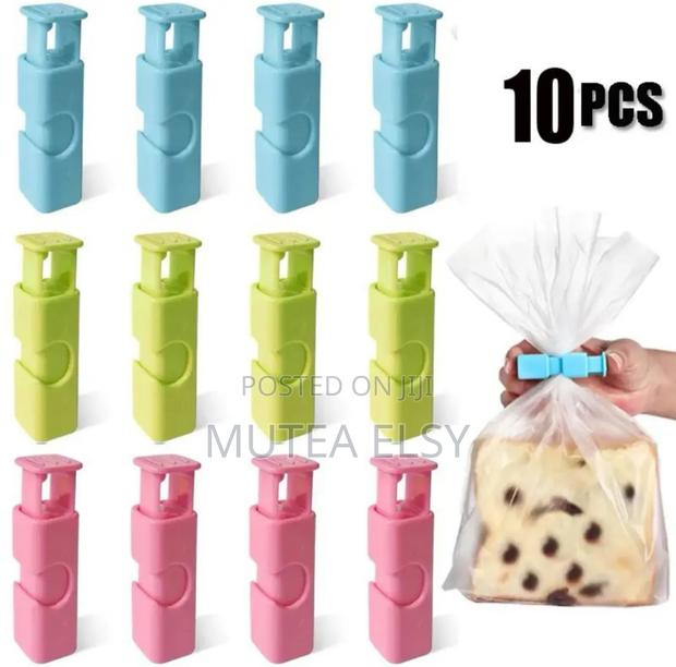 Blue,Green Pink Food Storage Sealer Clamps - main view