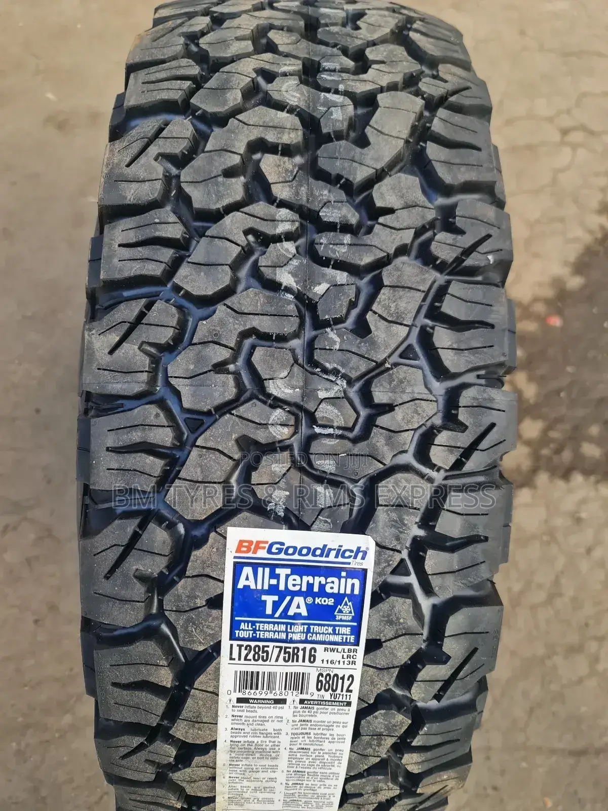 Lt 285 /75 R16 Bf Goodrich Tyres(All Terrrain) Thailand.