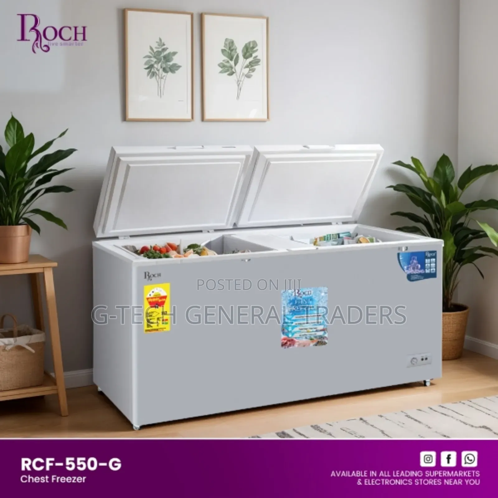 Roch Rcf-550-g Double Door Flip Door 455l Chest Freezer