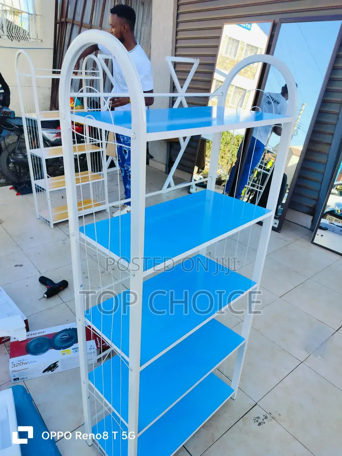 Sky-Blue Modern Shoe Rack
