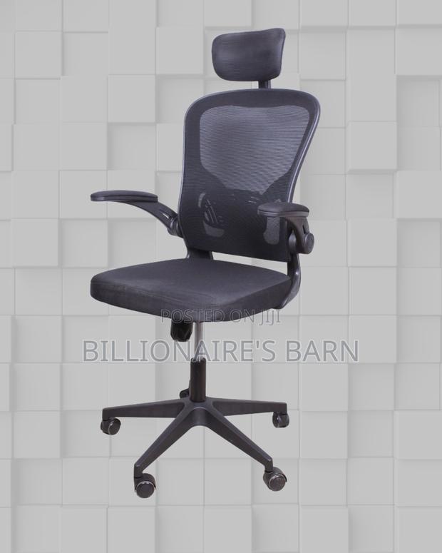 Grey Ergonomic Office Chair Flipup Arms Adjustable Headrest - thumbnail 2