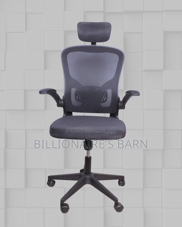 Grey Ergonomic Office Chair Flipup Arms Adjustable Headrest - thumbnail 3