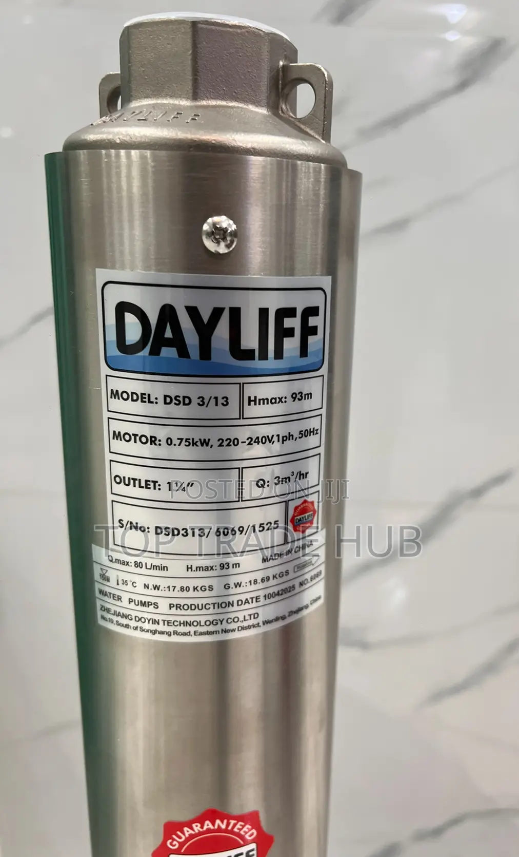 Dayliff Dsd 3/13 Submersible Pump 1hp 93m Head With Eco Controller