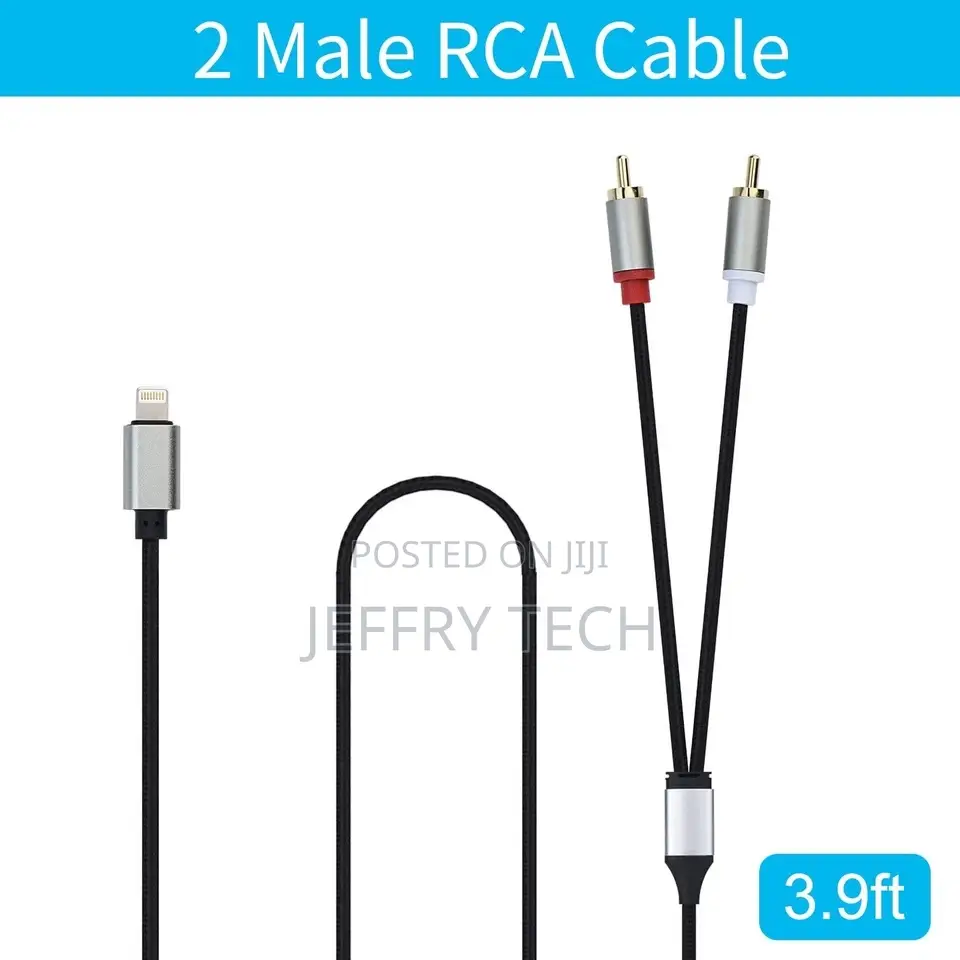 Lightning to Rca Stereo Cable, 2-Male Audio Aux Y Splitter Adapter