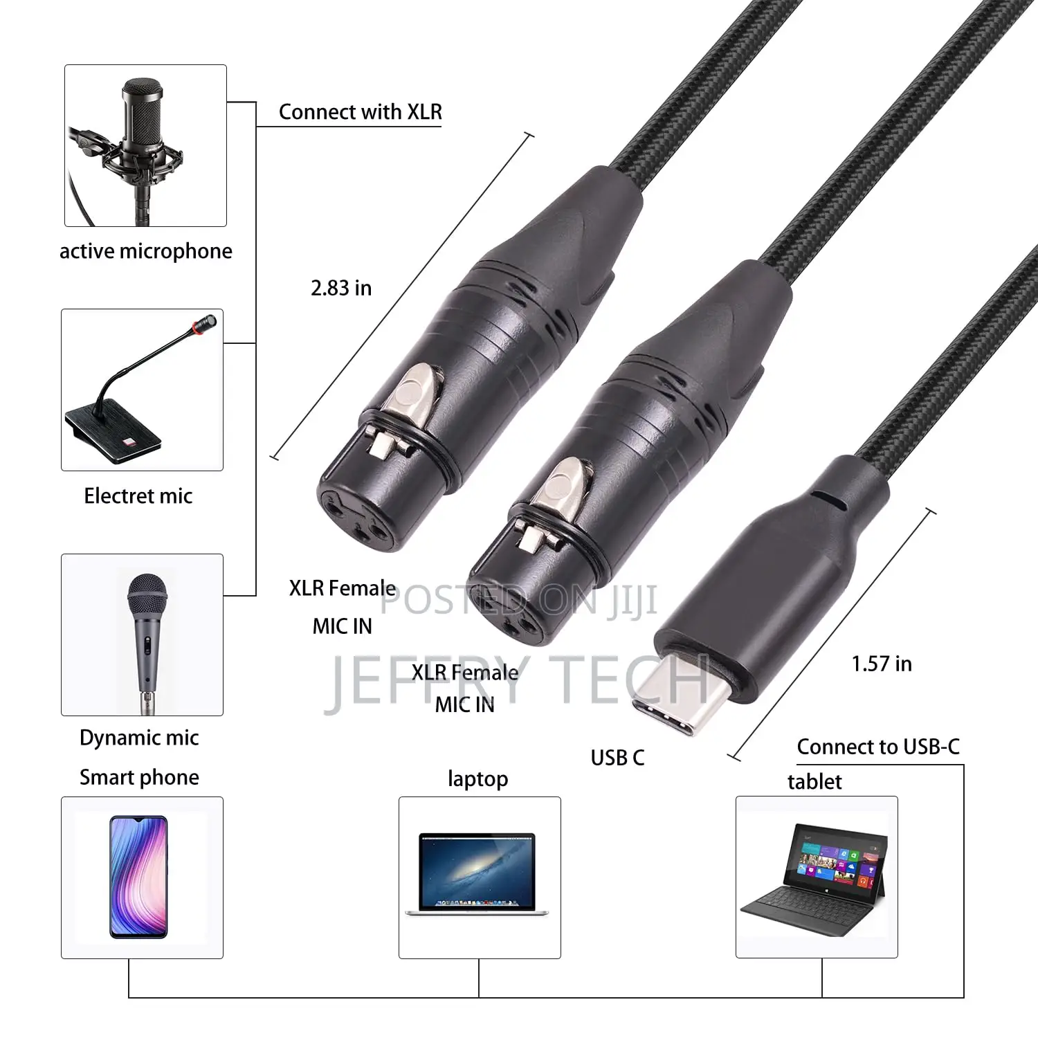 Female XLR to Usb C Cable,Usb C to Dual XLR Female Mic Cable,Dual Mic