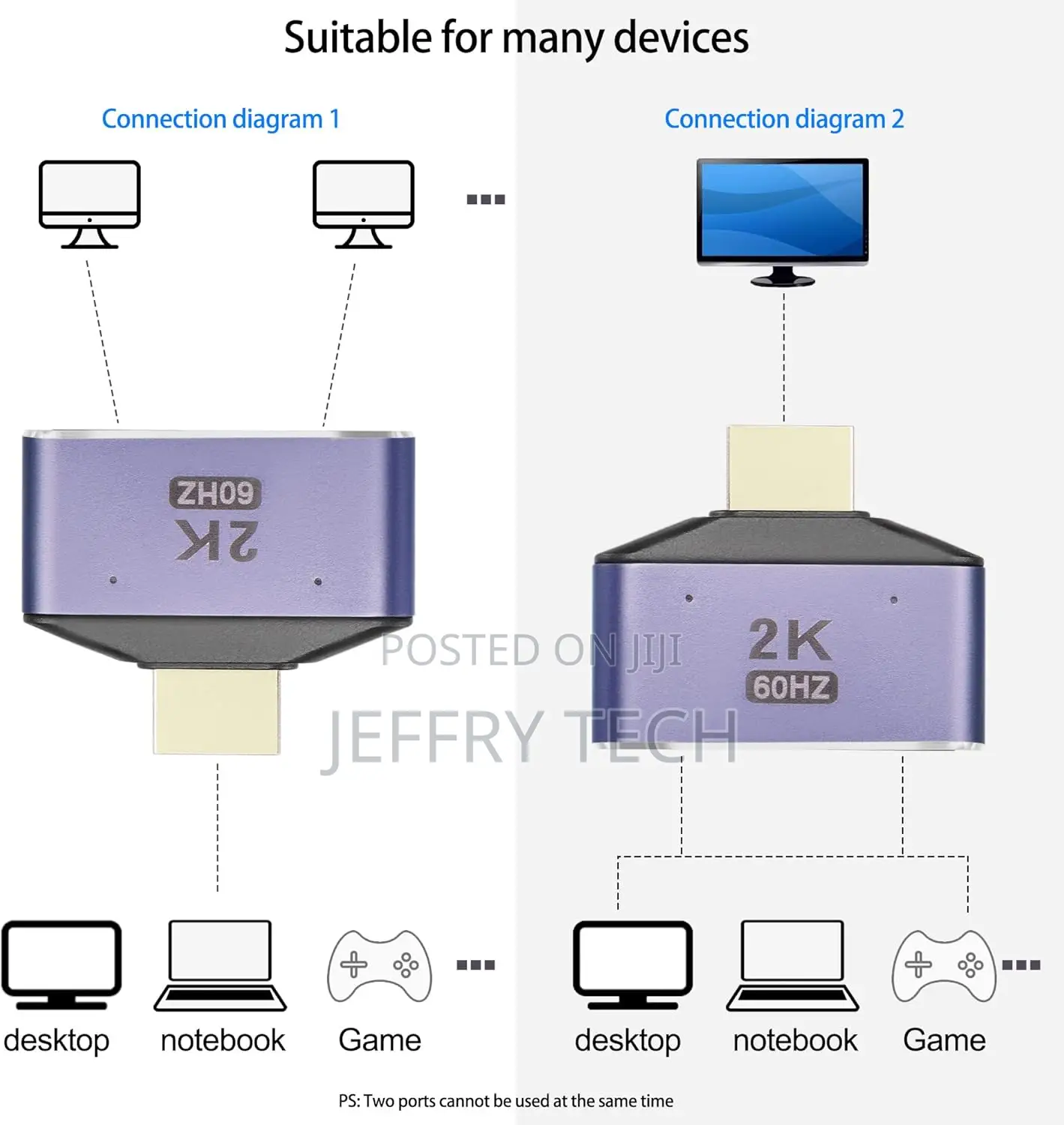 Hdmi 1 in 2 Out Splitter Adapter at 60hz Hdmi 2 in 1 Hd Display Bi-Dir