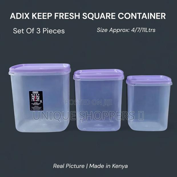 Adix Keep Fresh Square Container – Set of 3 (4l, 7l, 11l