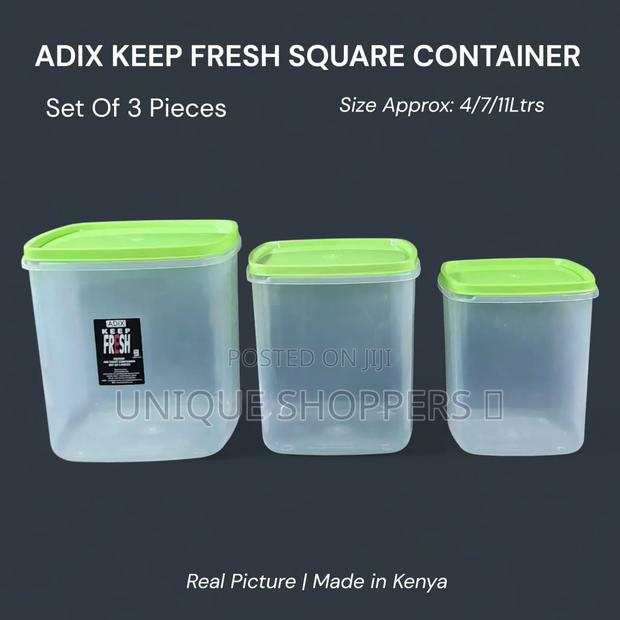 Adix Keep Fresh Square Container – Set of 3 (4l, 7l, 11l - thumbnail 2