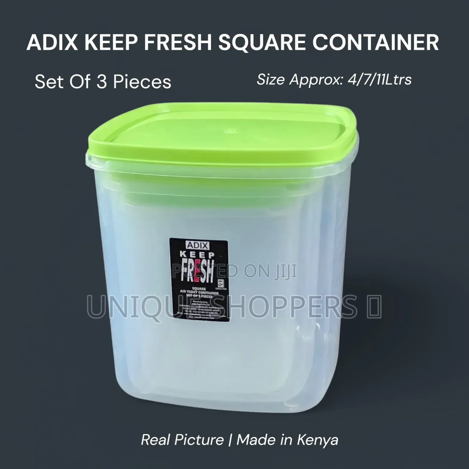 Adix Keep Fresh Square Container – Set of 3 (4l, 7l, 11l