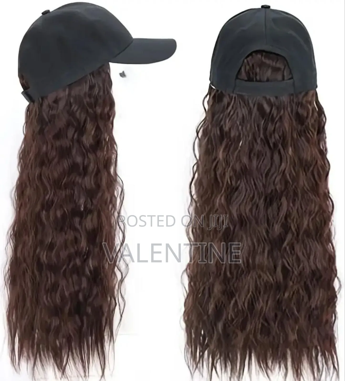 Dark Brown Kinky Curly Hair Extension With Baseball Cap