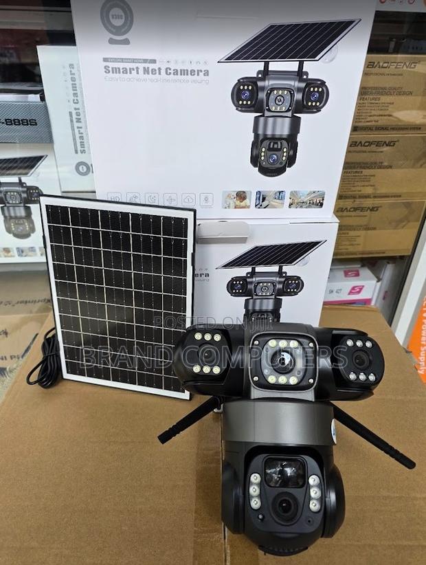 Triple Lens Triple Screen Wifi/4g Solar CCTV Camera Outdoor