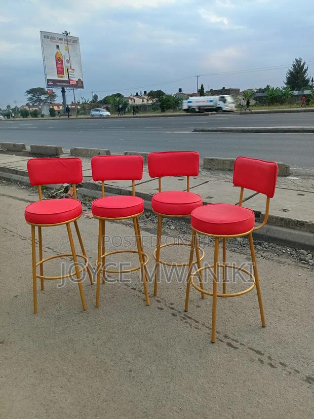 Counter Stools Bar or Kitchen Stools, Red and Gold  - thumbnail 2