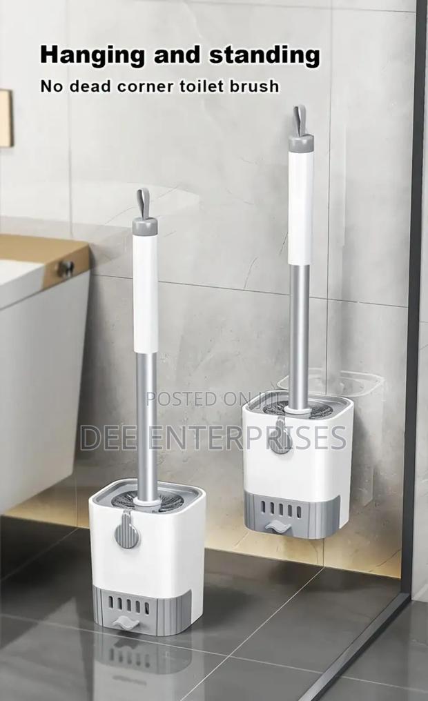 Wall Mounted Long Handle Toilet Cleaning Brush With Holder - main view