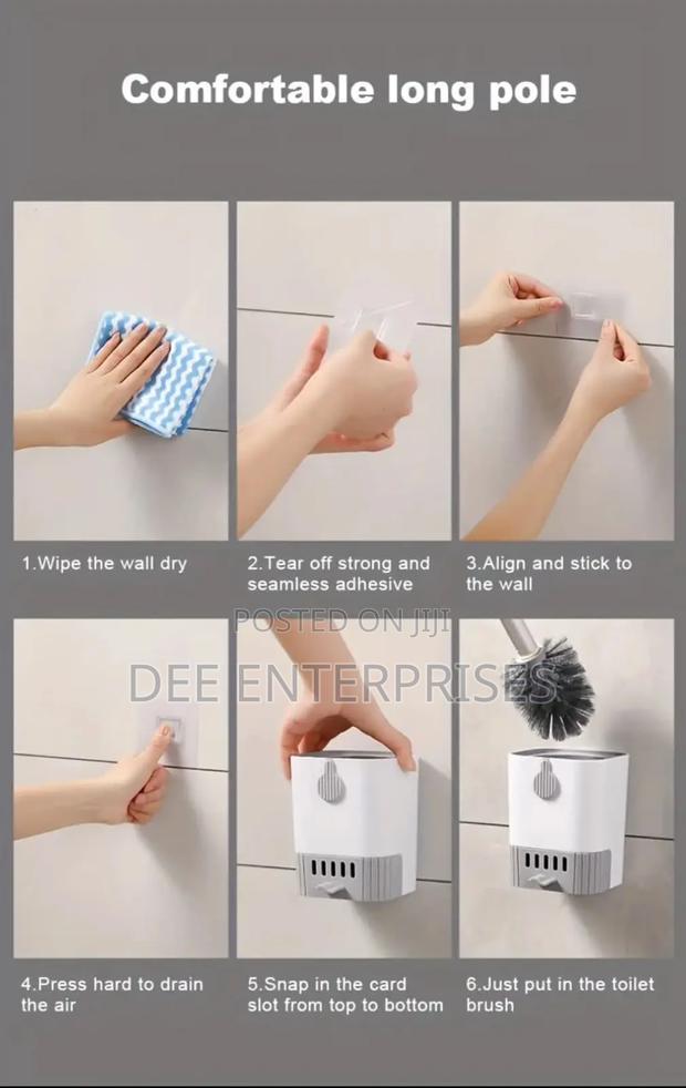 Wall Mounted Long Handle Toilet Cleaning Brush With Holder - thumbnail 3