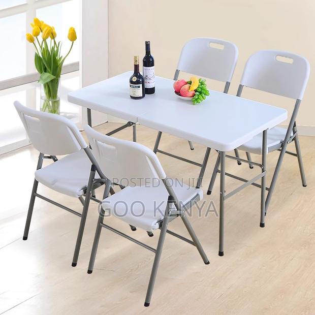 Dining Set; 4-Seater Outdoor Folding Plastic Dining Set