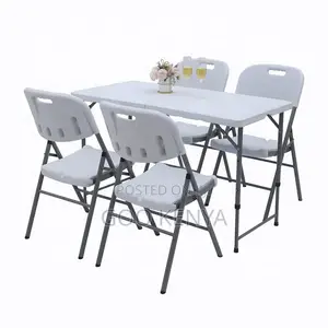 Dining Set; 4-Seater Outdoor Folding Plastic Dining Set