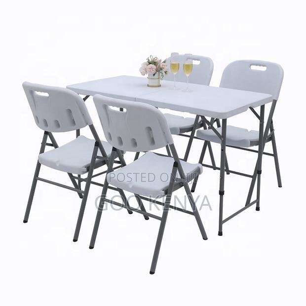 Dining Set; 4-Seater Outdoor Folding Plastic Dining Set - thumbnail 3