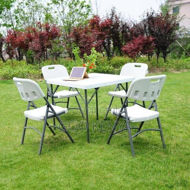 Dining Set; 4-Seater Outdoor Folding Plastic Dining Set - thumbnail 4