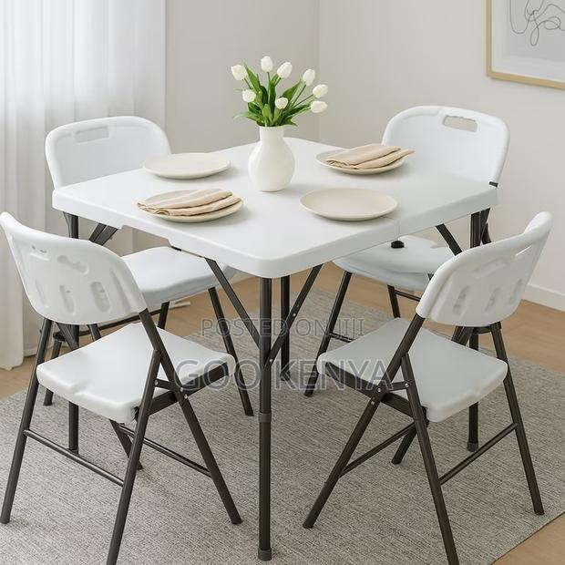 Dining Set; 4-Seater Outdoor Folding Plastic Dining Set - thumbnail 5