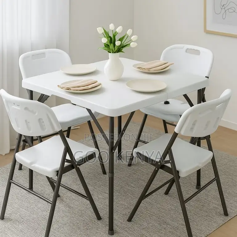 Dining Set; 4-Seater Outdoor Folding Plastic Dining Set
