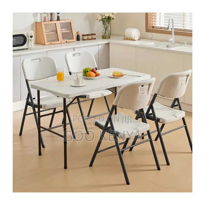 Dining Set; 4-Seater Outdoor Folding Plastic Dining Set