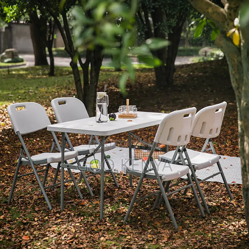 Dining Set; 4-Seater Outdoor Folding Plastic Dining Set