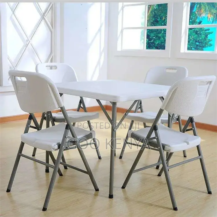 Dining Set; 4-Seater Outdoor Folding Plastic Dining Set