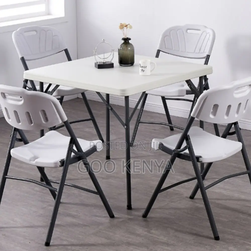 Dining Set; 4-Seater Outdoor Folding Plastic Dining Set