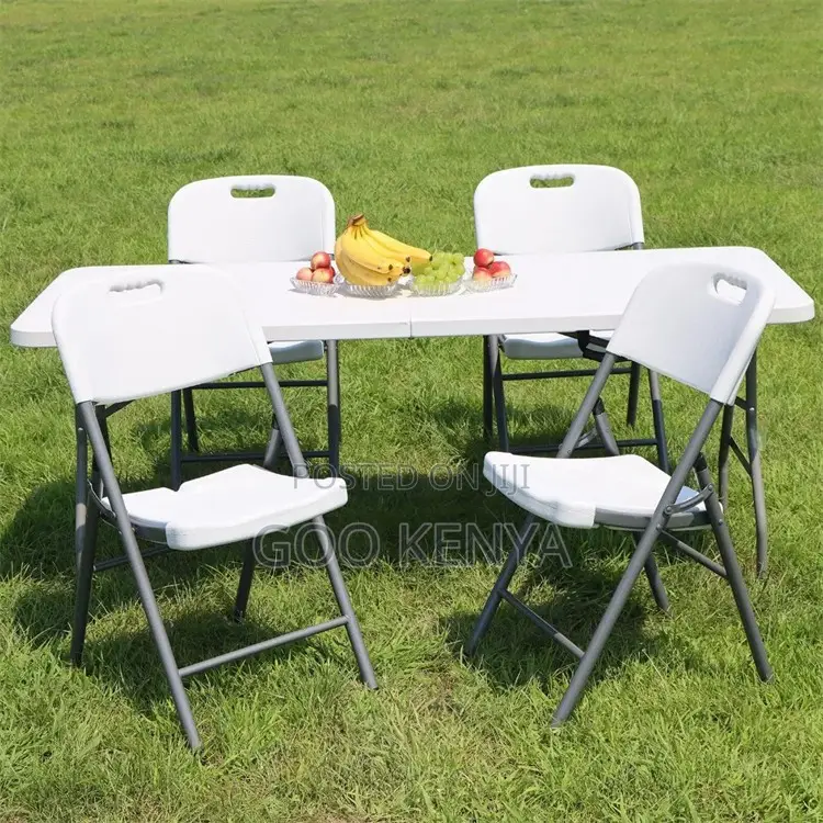 Dining Set; 4-Seater Outdoor Folding Plastic Dining Set