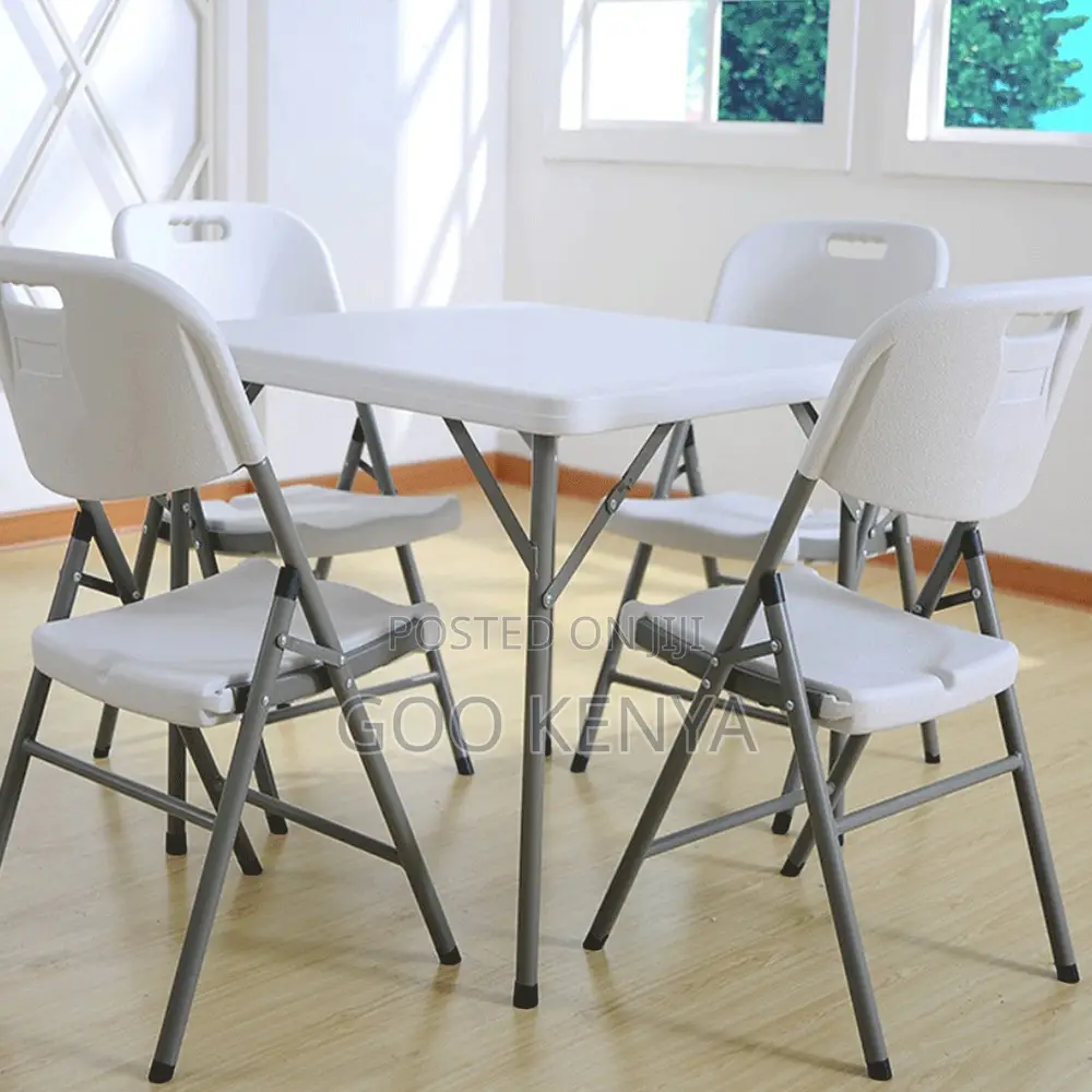 Dining Set; 4-Seater Outdoor Folding Plastic Dining Set