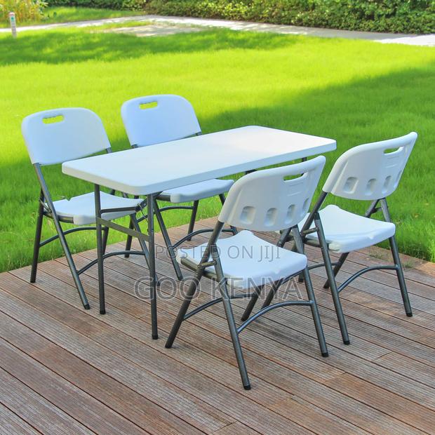 Dining Set; 4-Seater Outdoor Folding Plastic Dining Set - thumbnail 14
