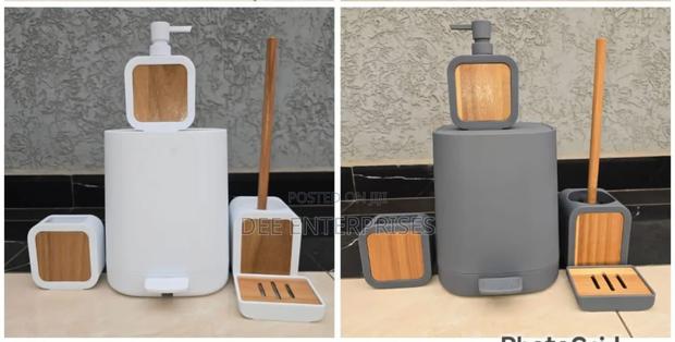 Plain 6pcs Bathroom Accessories Set With Pedal - main view