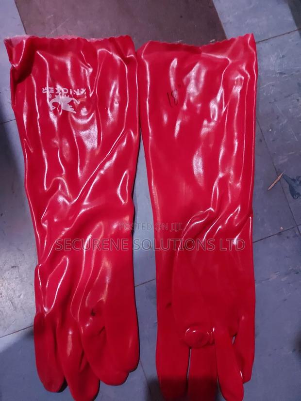 18" Pvc Safety Gloves With Polyester Lining Red - main view