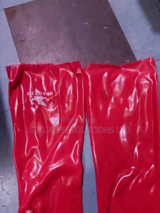 18" Pvc Safety Gloves With Polyester Lining Red - thumbnail 2