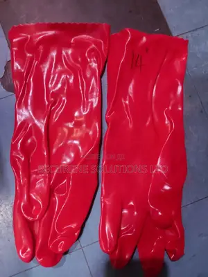 14"Pvc Safety Gloves With Polyester Lining Red