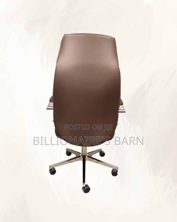 High-Back Brown Executive Leather Office Chair | Headrest Support