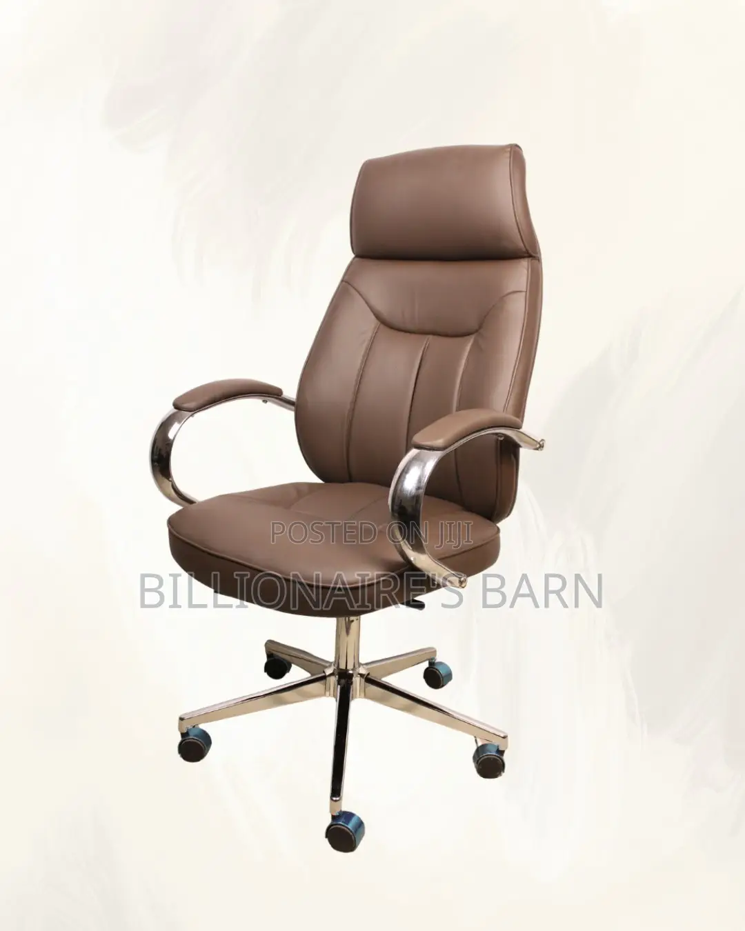 High-Back Brown Executive Leather Office Chair | Headrest Support