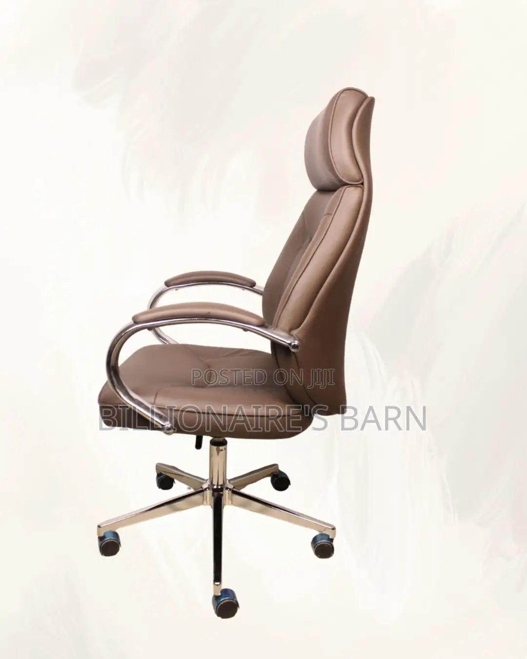 High-Back Brown Executive Leather Office Chair | Headrest Support