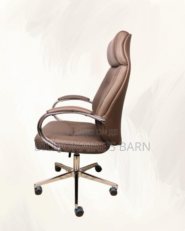 High-Back Brown Executive Leather Office Chair | Headrest Support - thumbnail 4