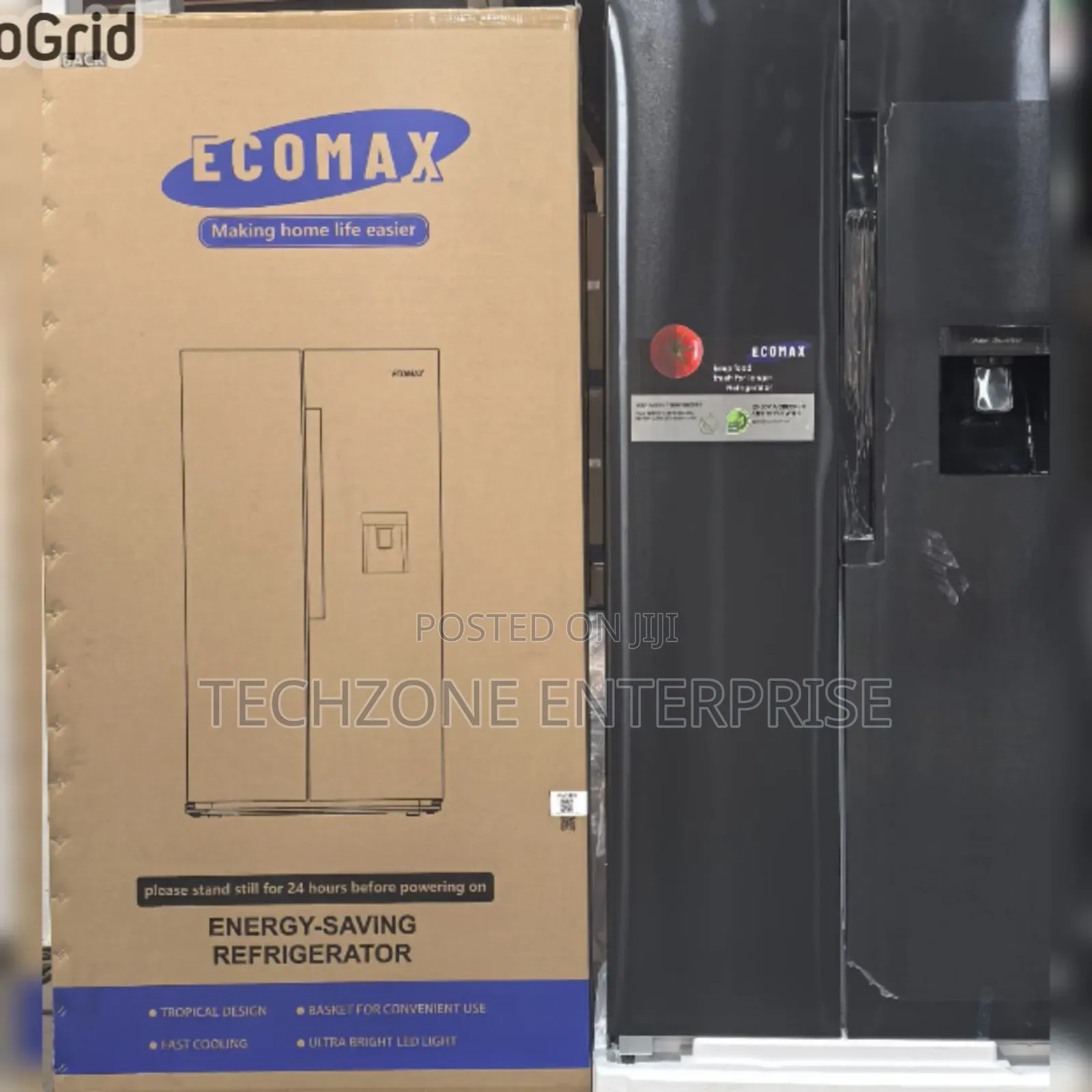Ecomax 454 Litres Dark Silver Side by Side With Dispenser Dark Silver,